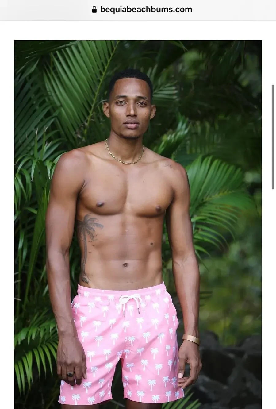 beach bums bequia pink palm tree print swim trunks shorts Size L